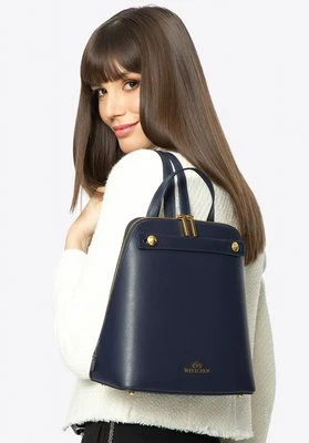 Damski plecak ze skóry trapezowy granatowy Wittchen