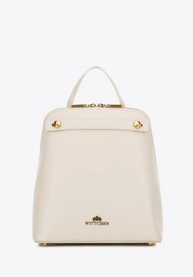 Damski plecak ze skóry trapezowy kremowy Wittchen