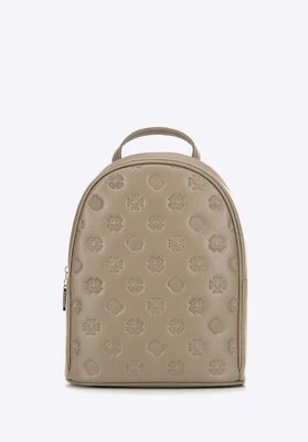 Damski plecak ze skóry w tłoczenie beżowy Wittchen