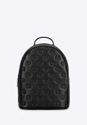 Damski plecak ze skóry w tłoczenie czarny Wittchen