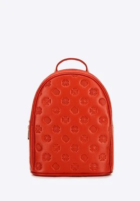 Damski plecak ze skóry w tłoczenie pomarańczowy Wittchen