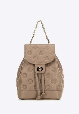 Damski plecak ze skóry z łańcuszkiem beżowy Wittchen