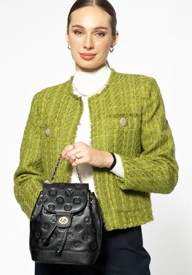 Damski plecak ze skóry z łańcuszkiem czarny Wittchen