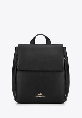 Damski plecak ze skóry z pionowymi kieszeniami czarny Wittchen