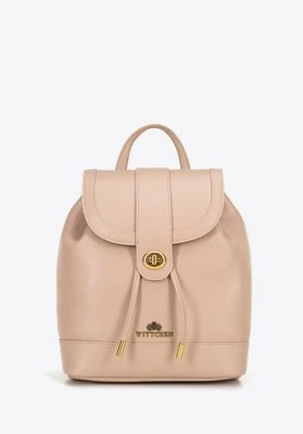 Damski plecak ze skóry z troczkami beżowy Wittchen