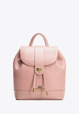 Damski plecak ze skóry z troczkami różowy Wittchen