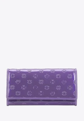 Damski portfel skórzany lakierowany z monogramem fioletowy Wittchen
