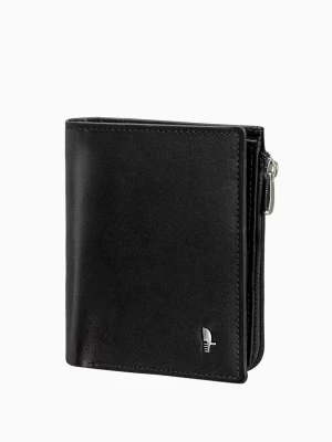 Damski portfel skórzany na zatrzask czarny Puccini