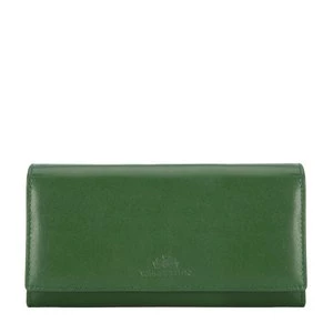 Damski portfel skórzany o prostym kroju zielony Wittchen