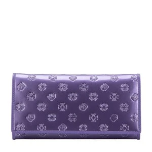 Zdjęcie produktu Damski portfel skórzany tłoczony w monogram fioletowy Wittchen