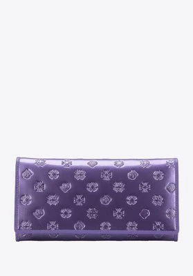 Damski portfel skórzany tłoczony w monogram fioletowy Wittchen