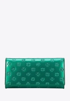 Damski portfel skórzany tłoczony w monogram zielony Wittchen