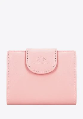 Damski portfel skórzany z elegancką napą i logo różowy Wittchen