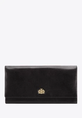 Damski portfel skórzany z herbem duży czarny Wittchen