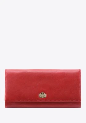 Damski portfel skórzany z herbem duży czerwony Wittchen