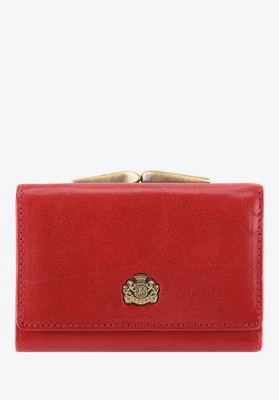 Damski portfel skórzany z herbem na bigiel czerwony Wittchen
