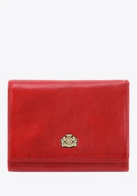 Damski portfel skórzany z herbem na napę czerwony Wittchen