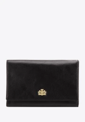 Damski portfel skórzany z herbem średni czarny Wittchen