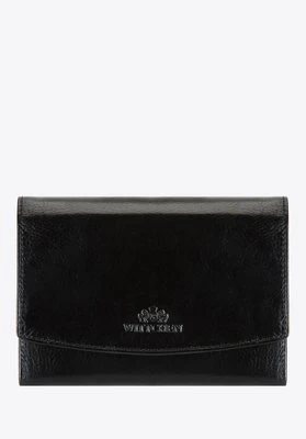 Damski portfel skórzany z kieszonką na bigiel czarny Wittchen
