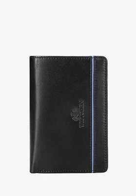 Damski portfel skórzany z kontrastowym paskiem średni czarny Wittchen