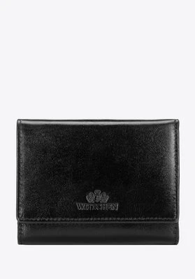 Damski portfel skórzany z przegrodą na bigiel czarny Wittchen
