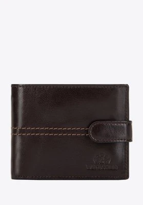 Damski portfel skórzany z przeszyciami brązowy Wittchen