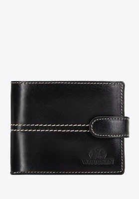 Damski portfel skórzany z przeszyciami czarny Wittchen