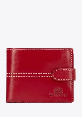 Damski portfel skórzany z przeszyciami czerwony Wittchen