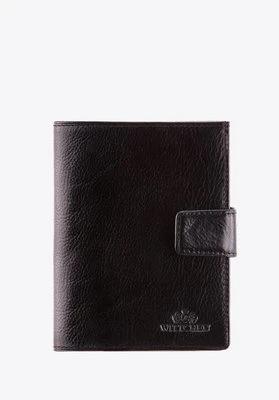 Damski portfel skórzany z przezroczystą kieszenią czarny Wittchen