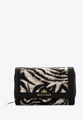 Damski portfel wzorzysty dwustronny czarno-beżowy Wittchen