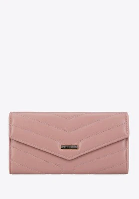 Damski portfel z ekoskóry w geometryczne przeszycia różowy Wittchen
