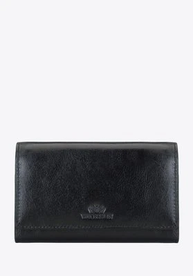 Damski portfel z gładkiej skóry czarny Wittchen
