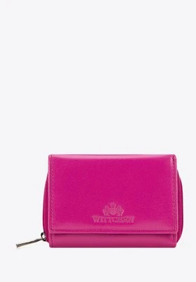 Damski portfel z gładkiej skóry dwustronny mały fuksja Wittchen