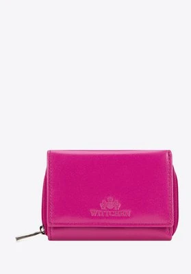 Damski portfel z gładkiej skóry dwustronny mały fuksja Wittchen