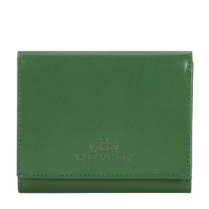 Damski portfel z gładkiej skóry dwustronny na zatrzask zielony Wittchen
