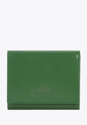 Damski portfel z gładkiej skóry dwustronny na zatrzask zielony Wittchen