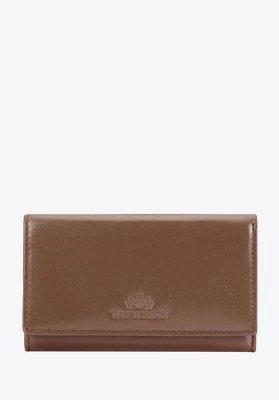 Damski portfel z gładkiej skóry średni taupe Wittchen