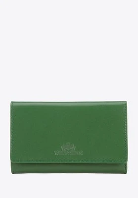 Damski portfel z gładkiej skóry średni zielony Wittchen