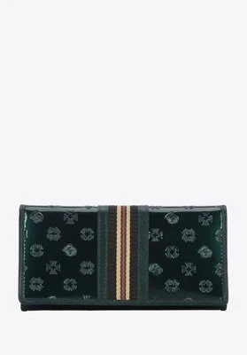 Damski portfel z lakierowanej skóry z monogramem i tasiemką poziomy Wittchen