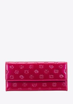 Damski portfel z lakierowanej skóry z monogramem różowy Wittchen