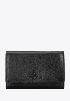 Damski portfel z RFID skórzany z portmonetką na bigiel czarny Wittchen