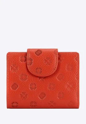 Damski portfel z tłoczeniem ze skóry pomarańczowy Wittchen
