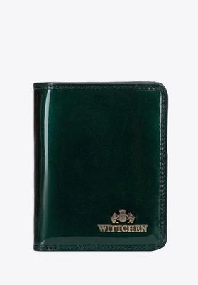 Damski portfel ze skóry lakierowanej pionowy zielony Wittchen