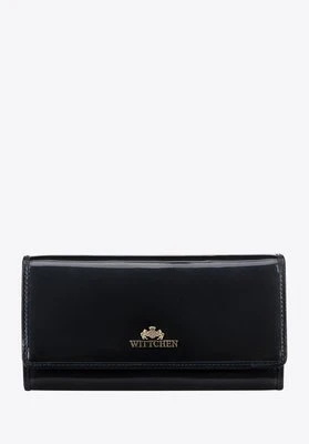 Damski portfel ze skóry lakierowanej podłużny ciemny szary Wittchen
