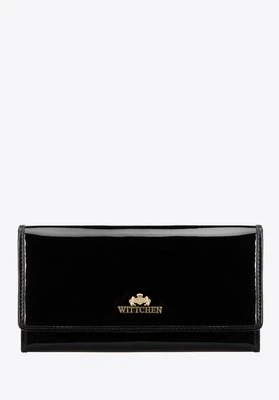 Damski portfel ze skóry lakierowanej podłużny czarny Wittchen