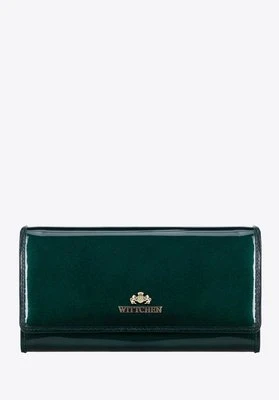 Damski portfel ze skóry lakierowanej podłużny zielony Wittchen