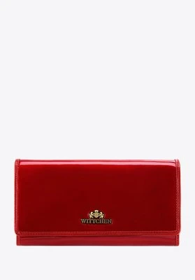 Damski portfel ze skóry lakierowany duży czerwony Wittchen