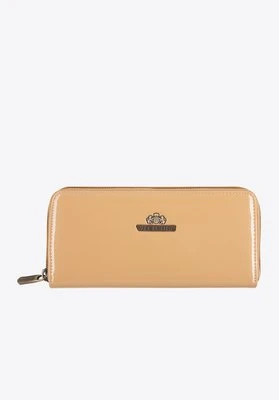 Damski portfel ze skóry lakierowany na suwak morski Wittchen