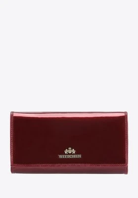 Damski portfel ze skóry lakierowany poziomy bordowy Wittchen