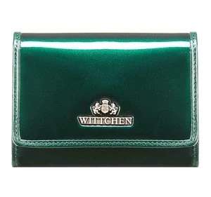 Damski portfel ze skóry lakierowany średni ciemny zielony Wittchen